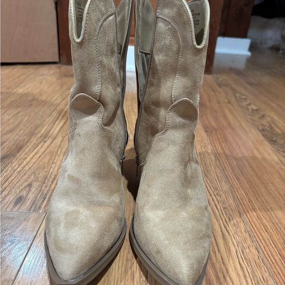 Tan Suede Western Ankle Boots - Picture 2 of 7